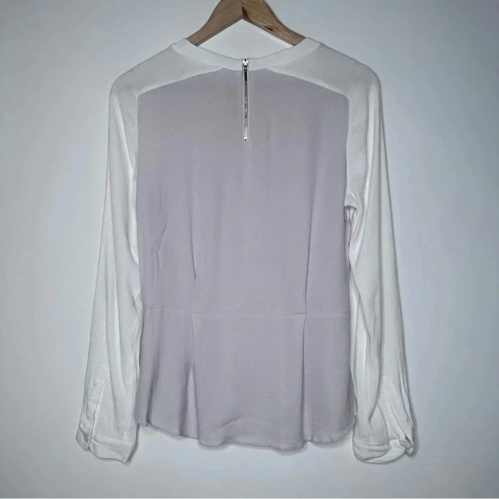 Rebecca Taylor Two Tone Pullover Peplum Blouse Top Size 8 - Picture 5 of 6